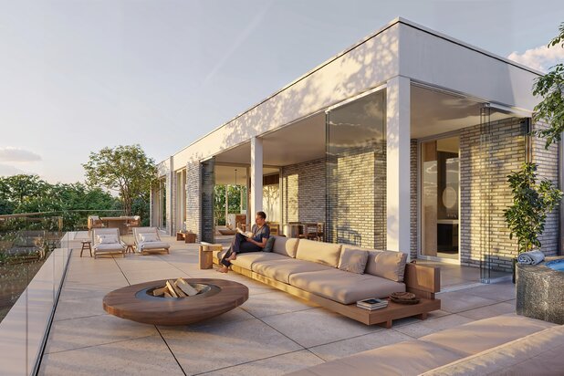 Penthouse met 2 slaapkamers en 2 terrassen in groen park.