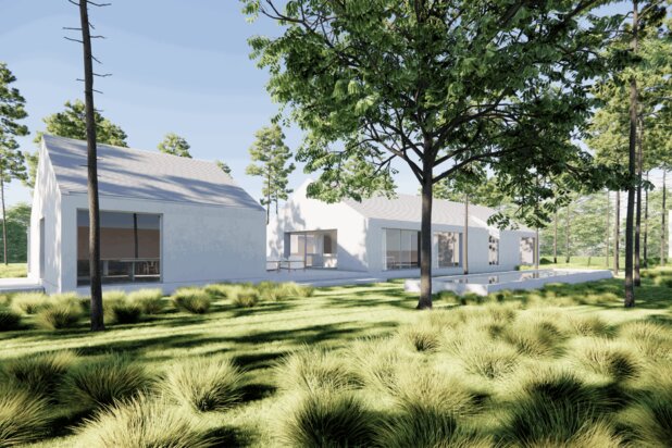 Villa neuve architecturale avec piscine naturelle