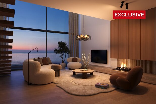 Mezzanine de nouvelle construction à couper le souffle avec vue frontale sur la mer