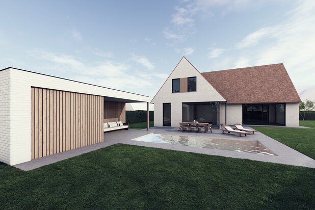 Villa neuve sur un terrain de 1.097 m², située dans un environnement calme et résidentiel.