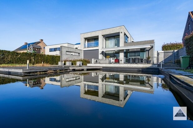 Dorne : moderne woning met praktijkruimte / bureel, volwaardige kelderverdieping, terras, zwemvijver en weide. Prachtig uitzicht. 