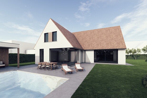 Exclusieve bouwgrond van 1.097 m², met indicatief ontwerp voor een prachtige nieuwbouwvilla, te koop op een sublieme locatie in Knokke