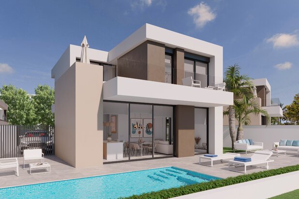 Nieuwbouw villa op eerste lijn golf te koop in Roda Golf Costa Cálida Spanje