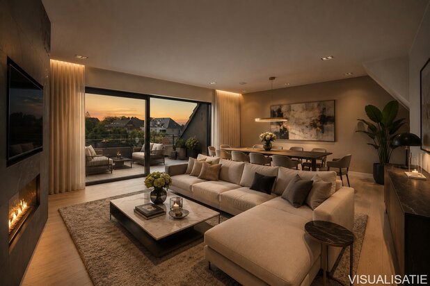 De Tram A3.2 - Penthouse van 139,50m² met 2 slaapkamers en terras met zicht op de Vrijheid.