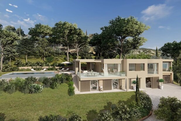 VILLA NEUVE, superbement situé sur les hauteurs de GRIMAUD, avec vue sur la mer et le golfe de SAINT-TROPEZ...