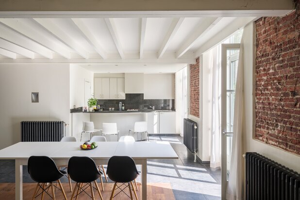 Ruime loft met industrieel karakter en twee terrassen, gelegen op de tweede bouwlijn aan de Lousbergskaai.