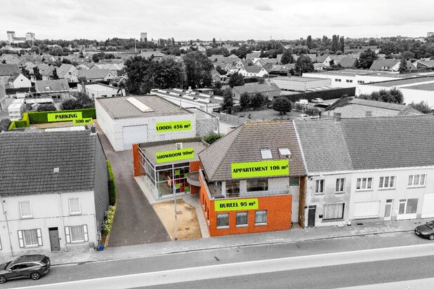 BEDRIJFS-/INVESTERINGS VASTGOED | LOODS | SHOWROOM | BURELEN & APPARTEMENT 