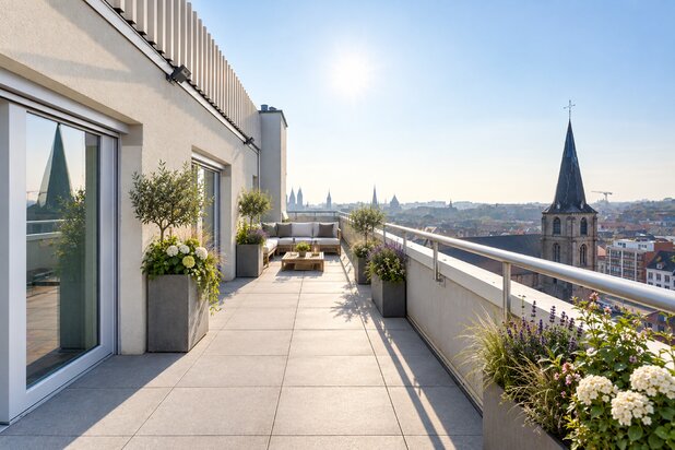 Penthouse de 2 chambres, terrasse et garage